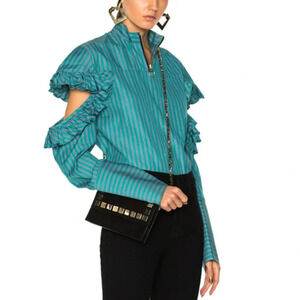 Maggie MarilynTruth-Teller Split-Sleeve Striped Poplin Shirt